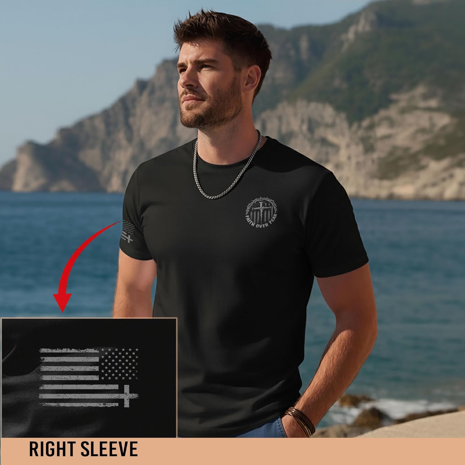Faith Over Fear Shirt, Religious Shirts for Men, Christian Shirts for Men, Cross Shirt