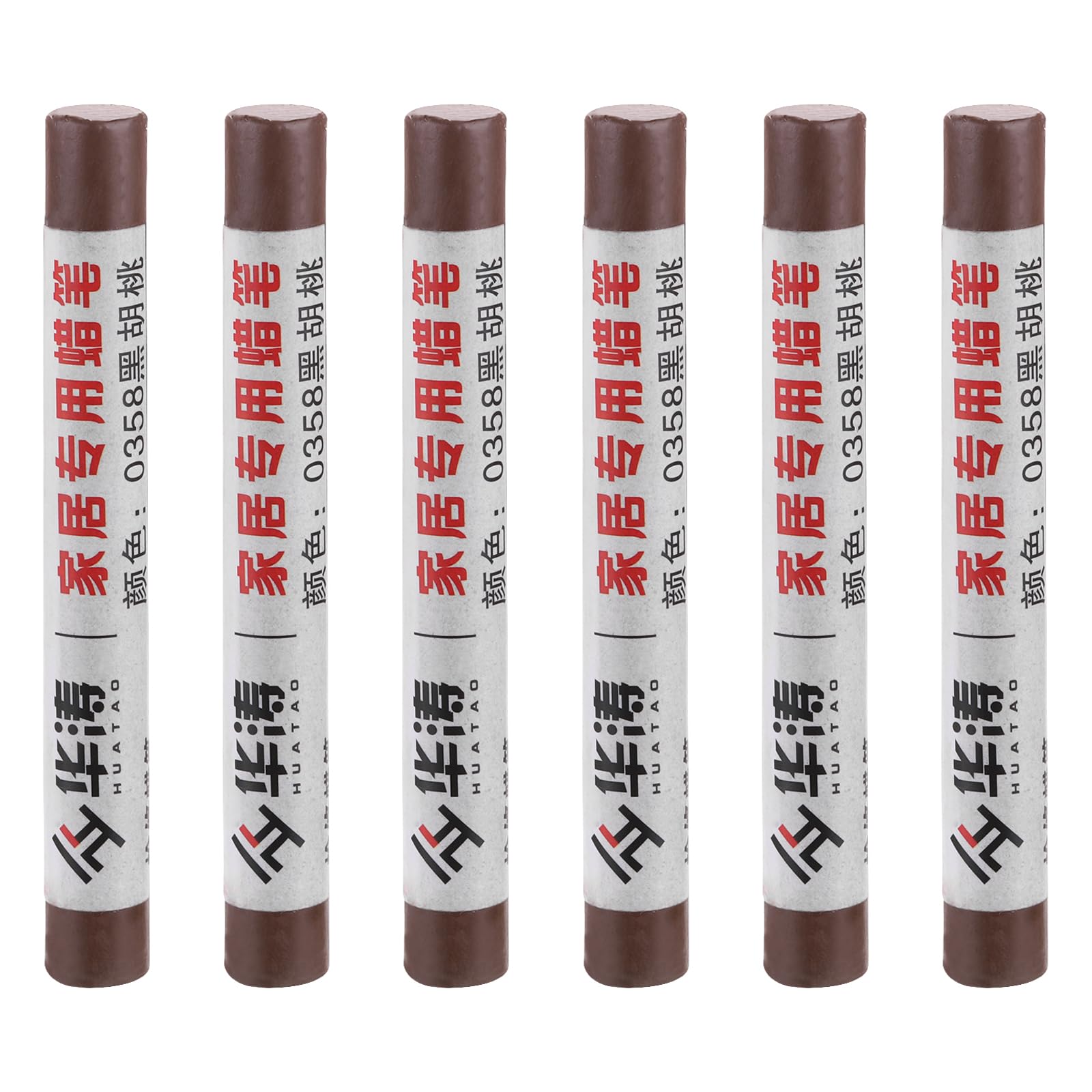 PATIKIL Furniture Repair Crayons, 6 Pcs Wax Wood Filler Sticks Wood Wax Crayons for Scratches Wood Floor, Holes, Tables, Black Walnut