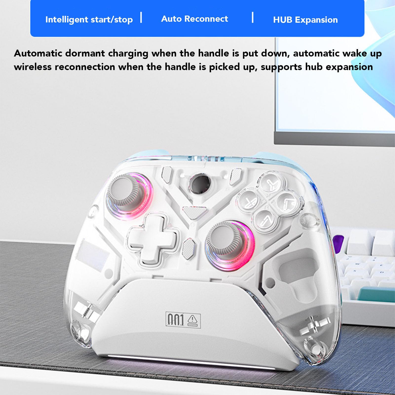 Fockety Controller di Gioco, Controller Bluetooth Controller di Gioco, Controller Controller PC Controller PRO Compatibile con per Android, OS X, Steam Deck, (White)