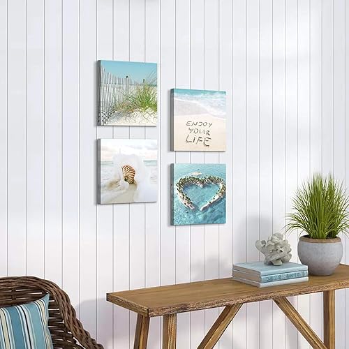 Miniatura 2 de TAR TAR STUDIO Lienzo decorativo para pared de escena de playa: paisaje costero, pintura de paisaje marino, obra de arte para sala de estar (12 x 12