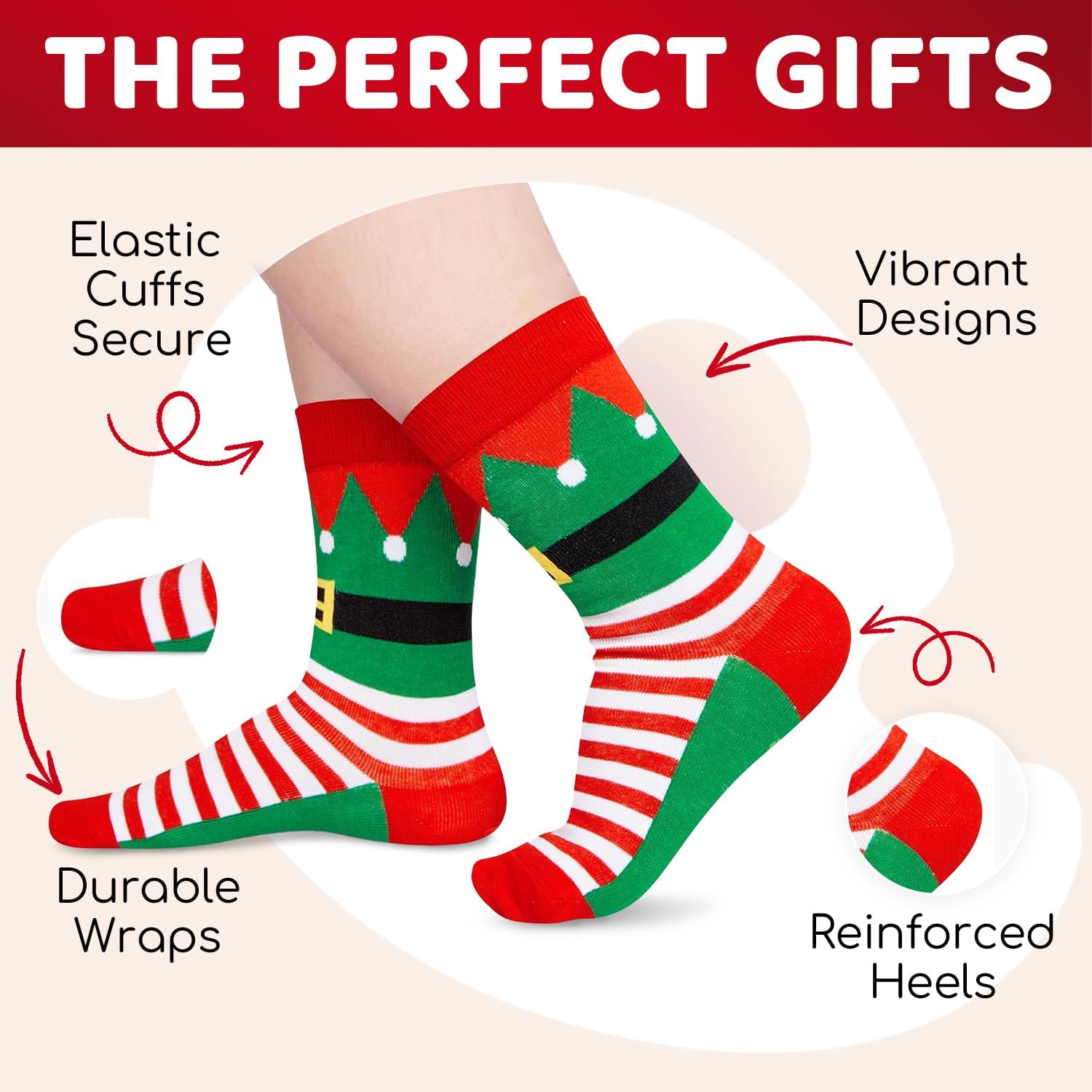 HAPPYPOP Christmas Socks Gift for Kids - Little Elf Xmas for Boys Girls with Greeting Card - Image 4