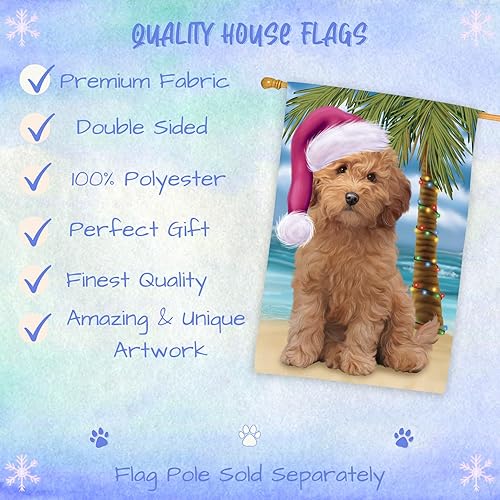 Miniatura 2 de Doggie of the Day Goldendoodle HFLG61613 - Bandera de casa de perro  Decoración de jardín para mascotas de doble cara para Navidad, verano, 28