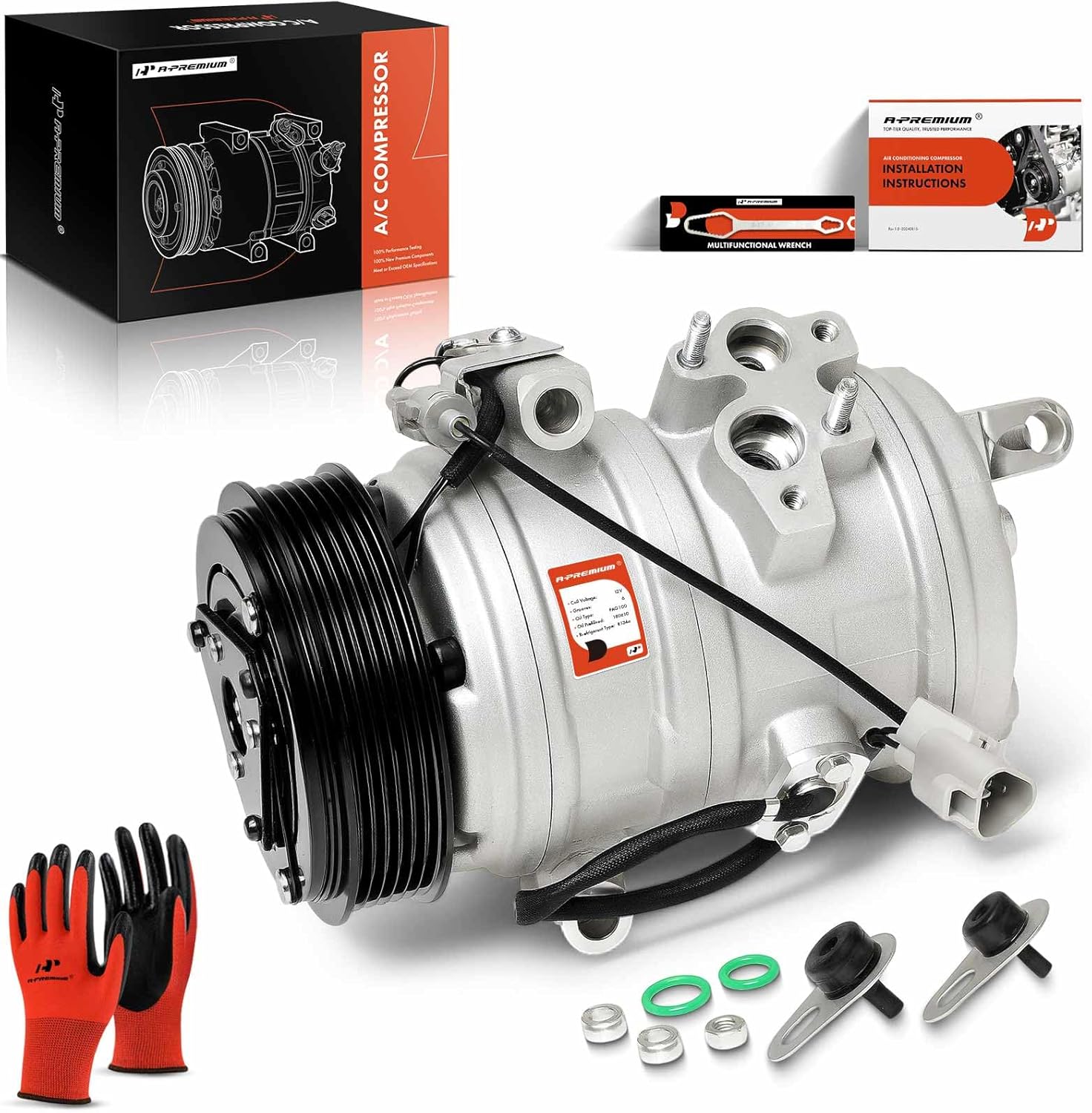A-Premium Air Conditioner AC Compressor with Clutch Compatible with Toyota Tundra 4.7L 2007-2009, 4Runner 4.7L 2003-2009, Sequoia 4.7L 2001-2007 & Lexus GX470 4.7L 2003-2009