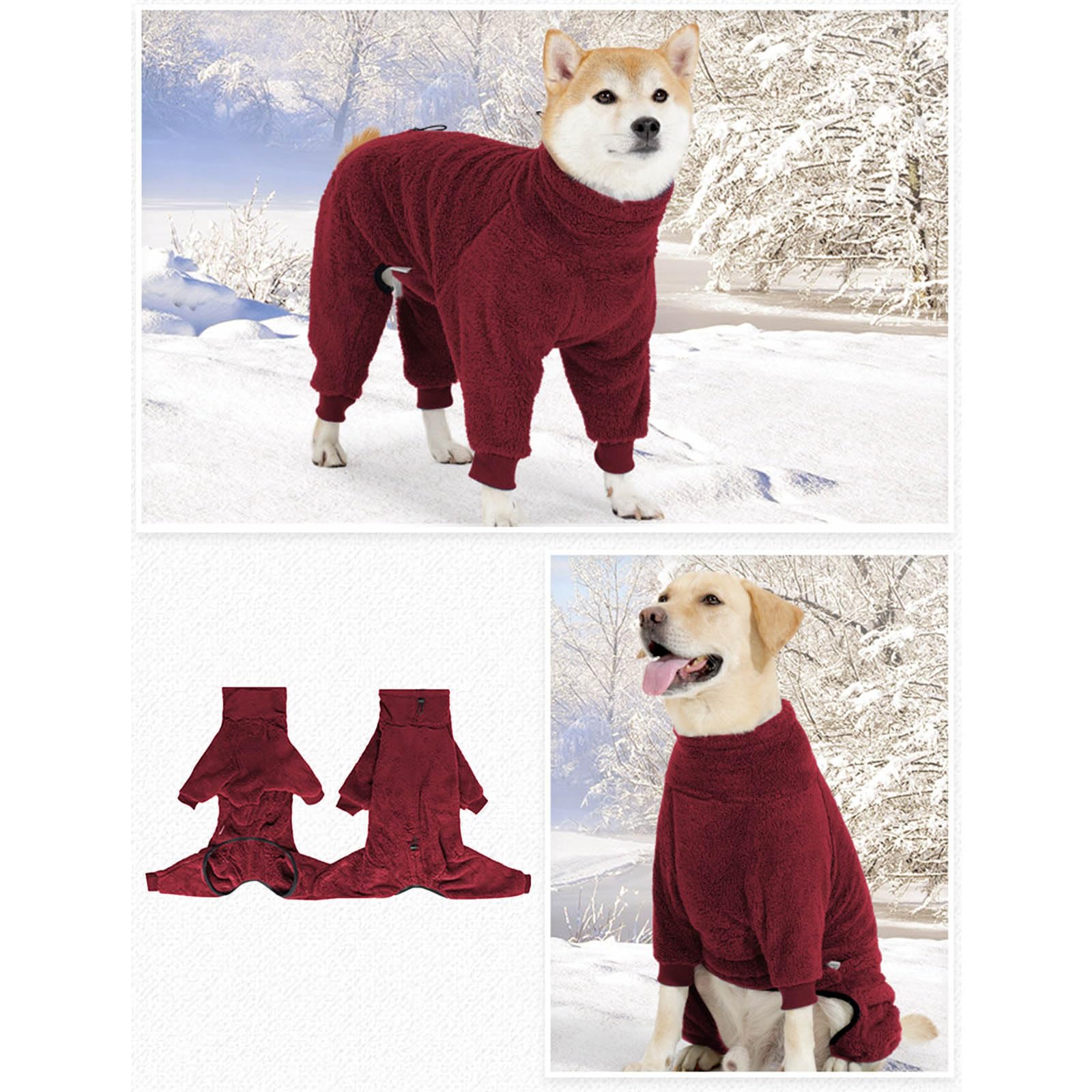 Manteau d'hiver en polaire épaisse pour chien, couverture intégrale du corps, quatre jambes, tenue chaude pour races d'intérieur et d'extérieur, pyjama en polaire respirante pour chien