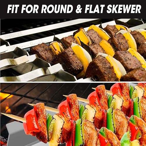Miniatura 5 de Brocheta de barbacoa para brochetas de kebab de Shish - Acero inoxidable compatible con madera, brochetas redondas de acero plano o de bambú,