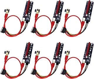 Rivo 6-Pack PCIe Dual-Chip-PCI-E 16x bis 1x Riser-Adapterkarte mit Stromversorgung, 3 LED und6-poliger Anschluss, mit 60 c...