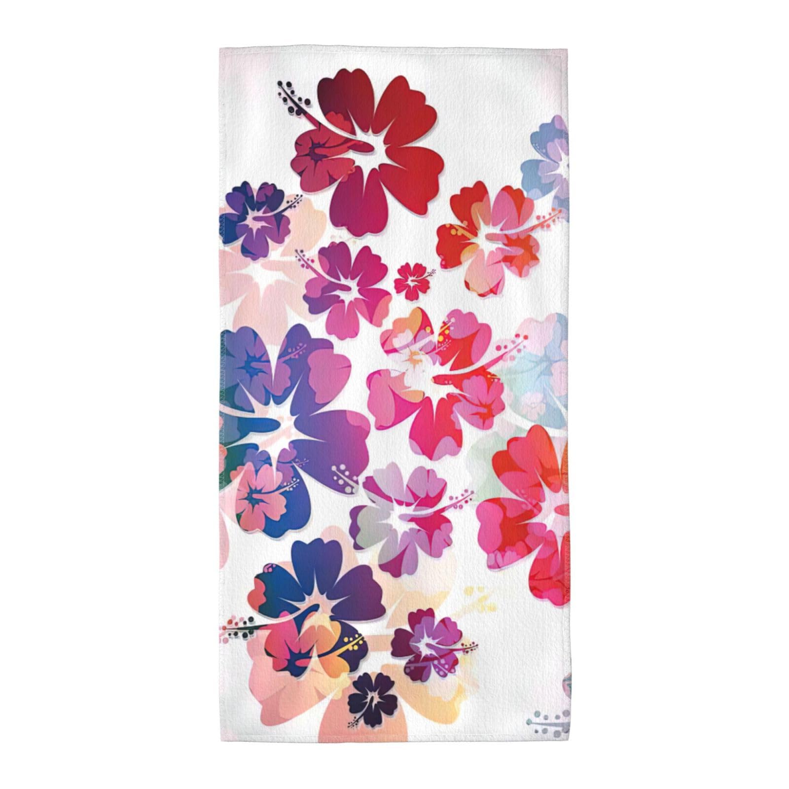 JBJGKHLP Hawaiian Flower Print Print Adults Extra Long Beach Towel Soft Absorbent Quick-Dry Gym Swimming Running Yoga