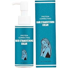 Protein Straightening Cream, Protein Correction Hair Cream for Frizz Control Split End Repair Hydrating Hair Mask for Wavy, Curly, Damaged Hair, 3.38 Fl Oz