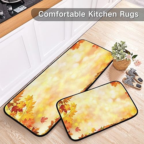 Miniatura 6 de Kitchen Mat 2PCSAutumn Maple Leaf Kitchen Rugs and Mats Non Skid Washable Anti Fatigue Mats for Kitchen Floor Fall Season Kitchen Rug Set for