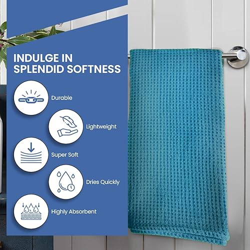 Miniatura 4 de Toallas de baño  Toallas 100% algodón  Toalla de baño de gofre de 28 x 55 pulgadas  Toallas de baño de hotel de lujo ligeras y absorbentes de secado