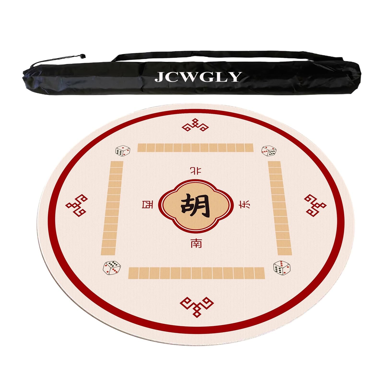 Mata Do Gry W Mahjonga Crystal Velvet Soft Z Gumowym Spodem Do Domu, Okrągły Obrus Do Gier Karcianych Mahjong Poker I Planszowych, Nadająca Się Do Prania W Pralce(Red,120cm/47.25in)