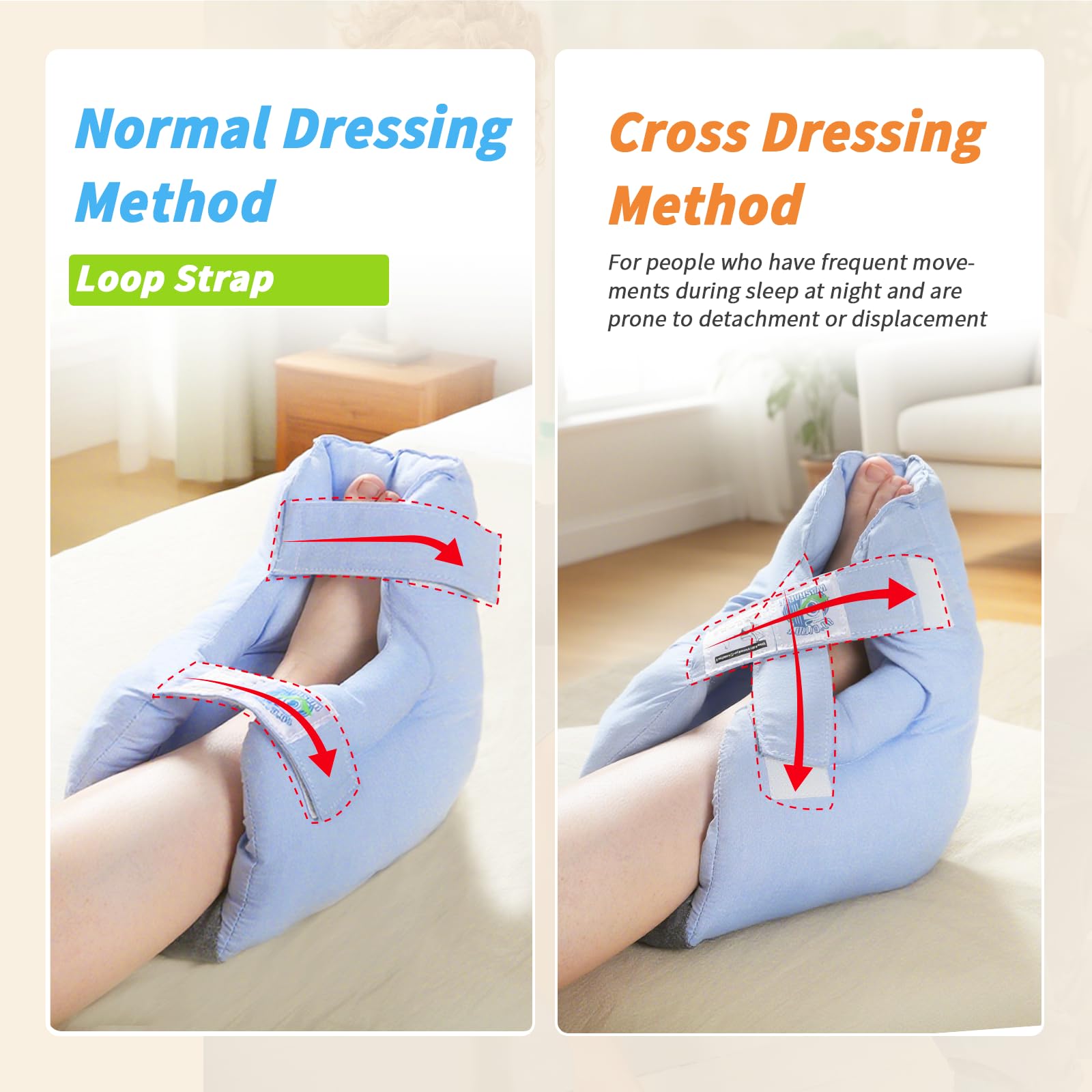 EZ Assistive Protezione per tallone per piaghe da decubito, cuscino per piaghe da decubito, con 2 cinghie per il recupero del dolore al tallone, lavabile e riutilizzabile, confezione da 1 pezzo (blu