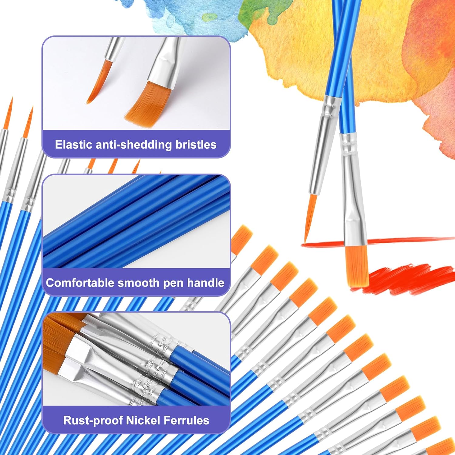 AROIC Small Paint Brushes Bulk,160 Pcs Nylon Hair Paint Brus