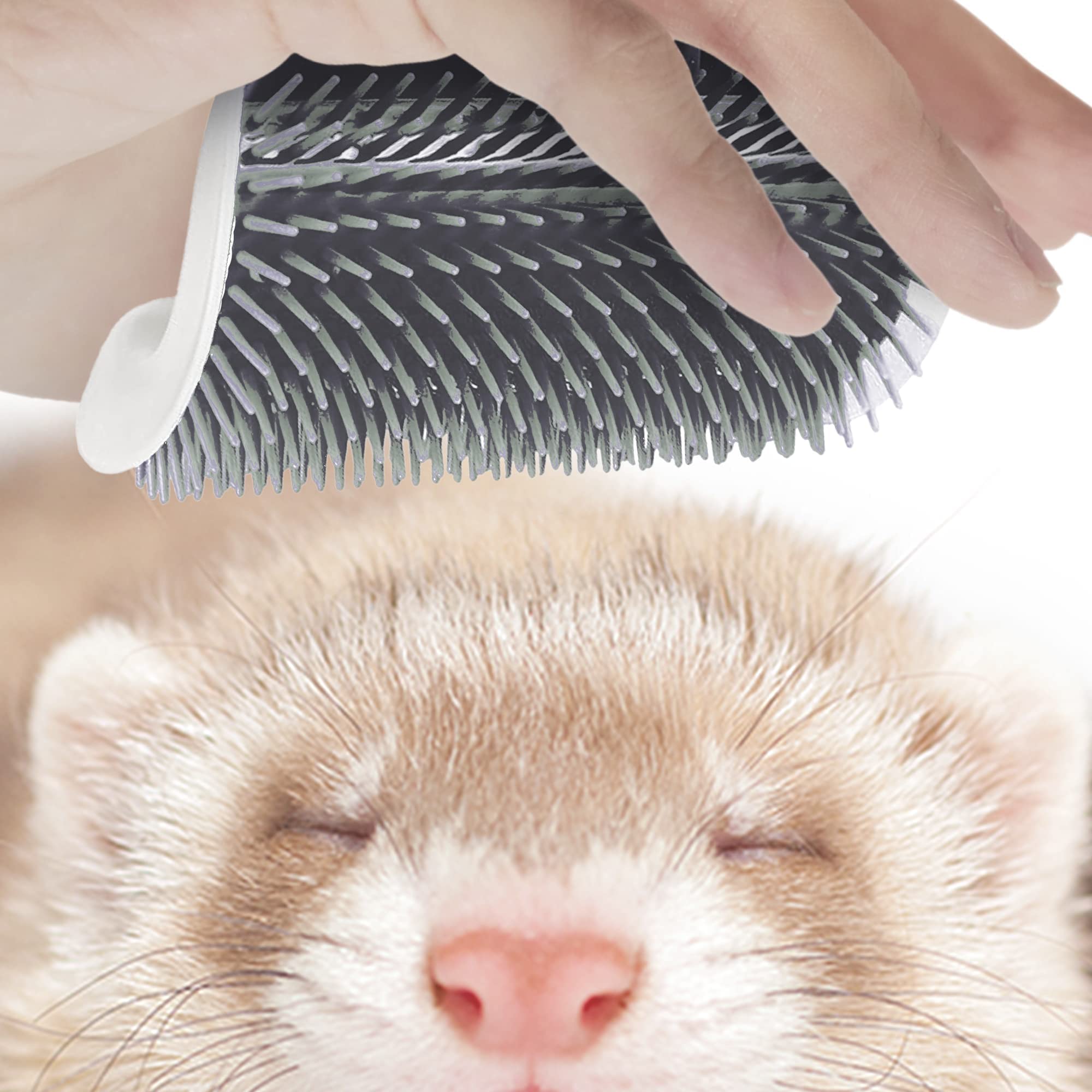 SunGrow Self-Grooming Brush for Cats, Light Gray Self Massager, Mountable to Corners and Flat Surfaces, Includes Brush, Catnip, Screws and Adhesive Tape, 1-pc - image 2
