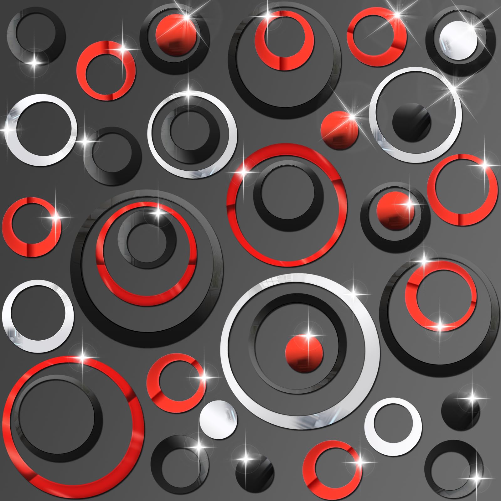 Outus 72 Pieces Acrylic Circle Mirror Wall Sticker Round Wall Decor Decals Removable DIY Adhesive for Living Room Bedroom Home Decoration (Black,