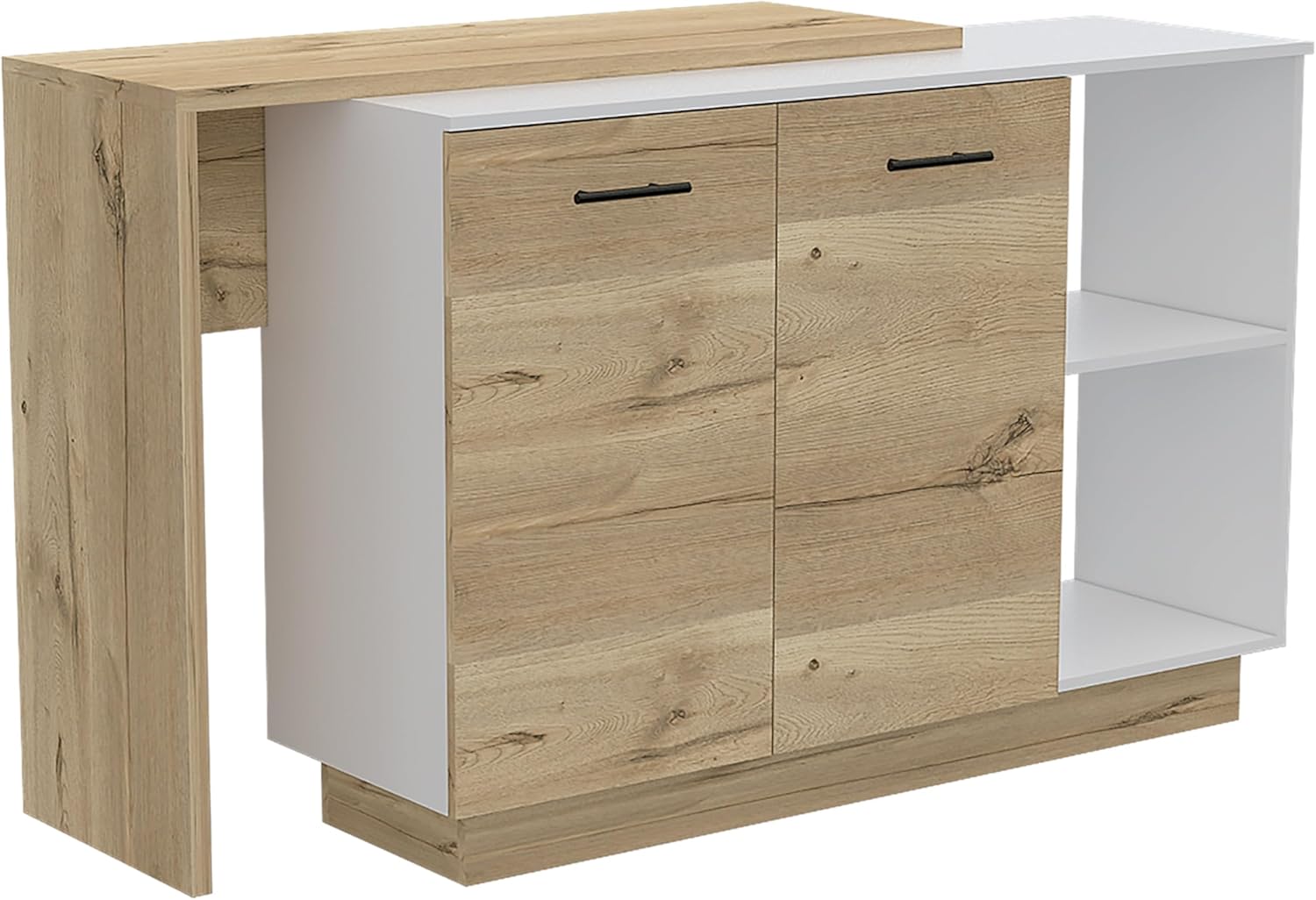 Tuhome Sicilia Kitchen Island with Two External Shelves, Double Door Cabinets, Three Interior Shelves, Ideal for Kitchen, Dining, and Storage Solutions