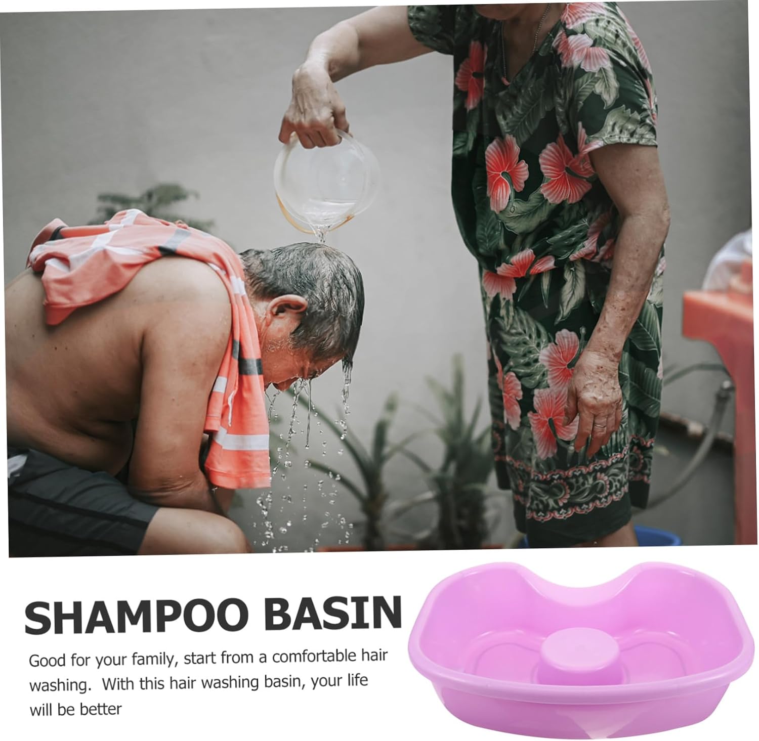 Portable Hair Washing Basin for Bedridden Adults and Seniors Ergonomic Shampoo Bowl with Neck Support for Pregnant Women Disabled and Bedside Use