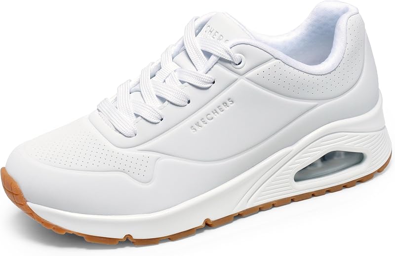 Zapatillas Skechers UNO Stand on Air para mujer | Zapatilla casual, plantilla de espuma viscoelástica refrigerada por aire, amortiguación visible Skech-Air, cordones, ajuste de cuña con tacón oculto de 1 pulgada