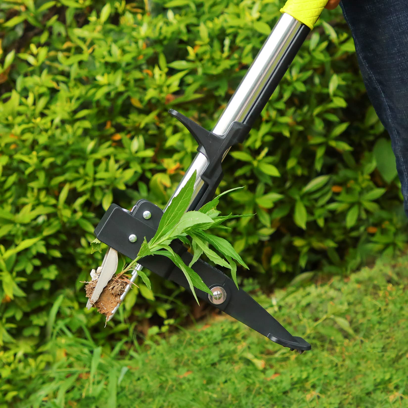 ORIENTOOLS Weeder Tool Weed Puller with Stainless 4 Claws and Foot Pedal, Dandelions Root Remover, Stand Up Lawn Garden Tool Aluminium handle(39.4 inch/103cm) — view 7