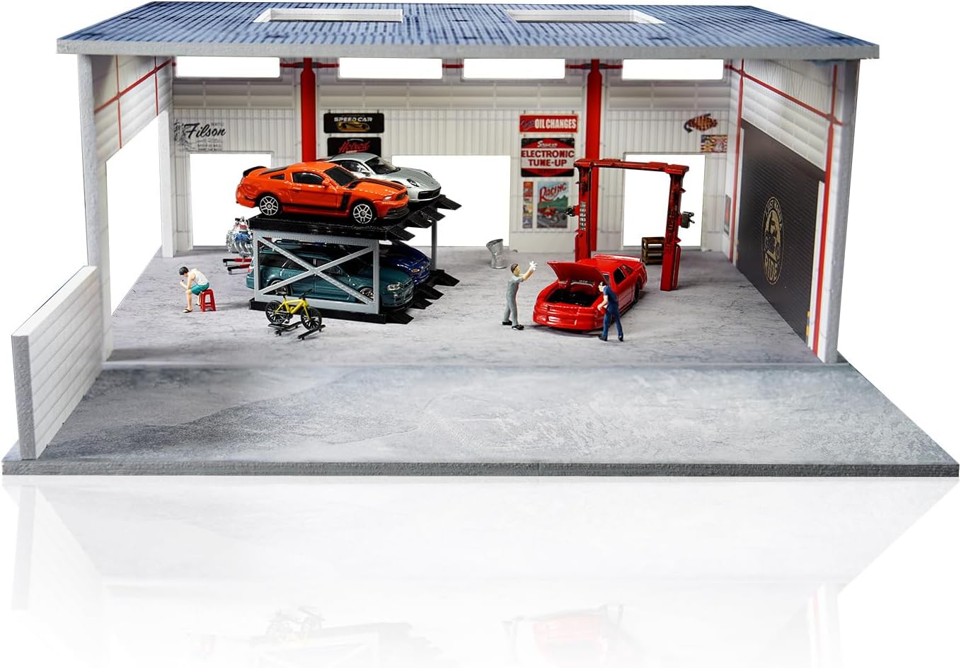 Diorama Display Cabinet for Hot Wheel1:64 Scale Model Parking Lot 1:64 Stereoscopic Garage Scene Used for Storage Display LED Lighting Landscape Model Double Decker Garage