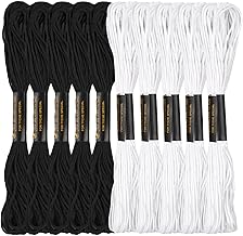 Skeins Embroidery Threads Cotton 8 m, Embroidery Threads Sewing Threads Embroidery Silk Cross Stitch Yarn for Friendship Bracelets and for Sewing Embroidery, 5 Black and 5 White Embroidery Threads