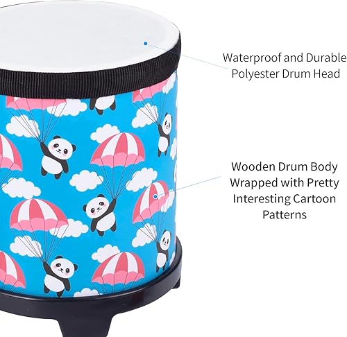 Miniatura 2 de Bongo Floor Tom Drums Set para niños Instrumento de música de percusión para niños con 2 mazos  Preescolar Montessori Floor Baby Drum (azul 5 a 6