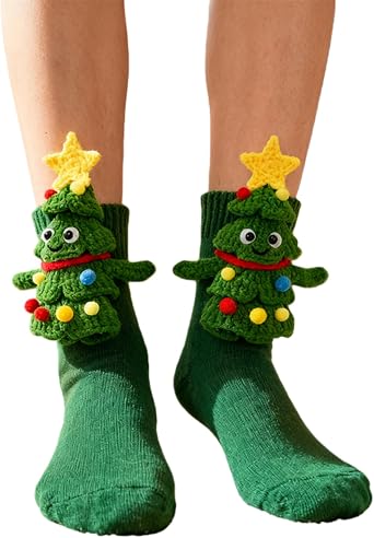 Christmas 3D Animal Crew Socks, Handcrafted Holiday Collection, Festive Winter Comfort Wear
