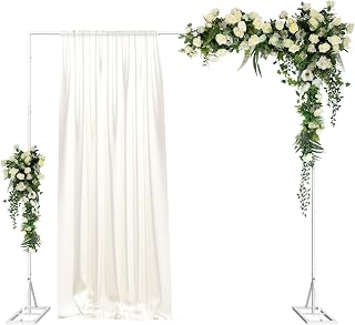 6.6FT Wedding Arch for Ceremony, Ballon Arch Backdrop Stand, Garden Arbor Backdrop Frame, Photoshoot Square Metal Frame Arch for Party Background Decoration (White)