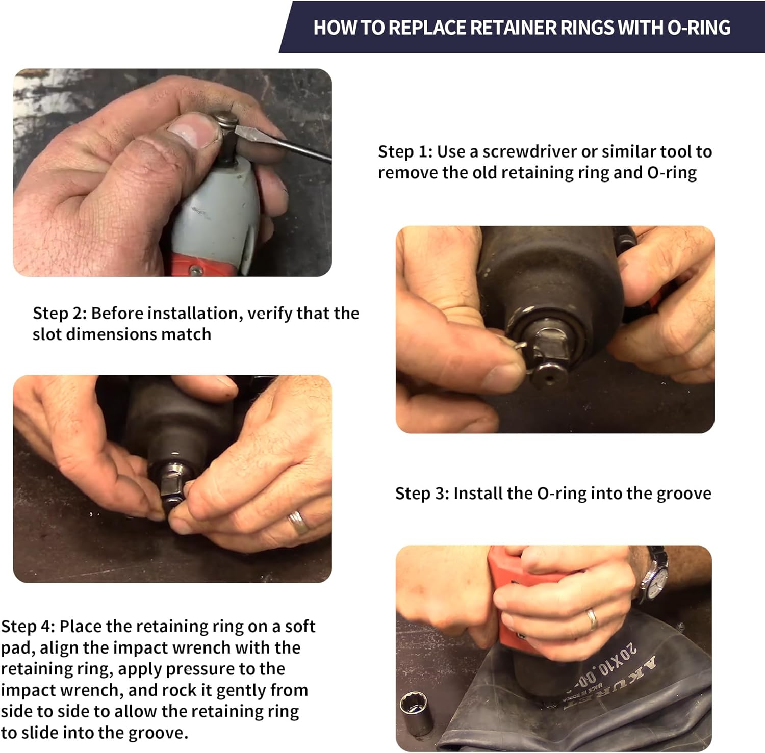 10 Packs 1/2" Impact Wrench Socket Retainer Rings with O-ring, Replacement Parts Compatible with IR, Snap-On, Chicago Pneumatic, Florida Pneumatics, and Air Cat Electric and Pneumatic Air Wrench