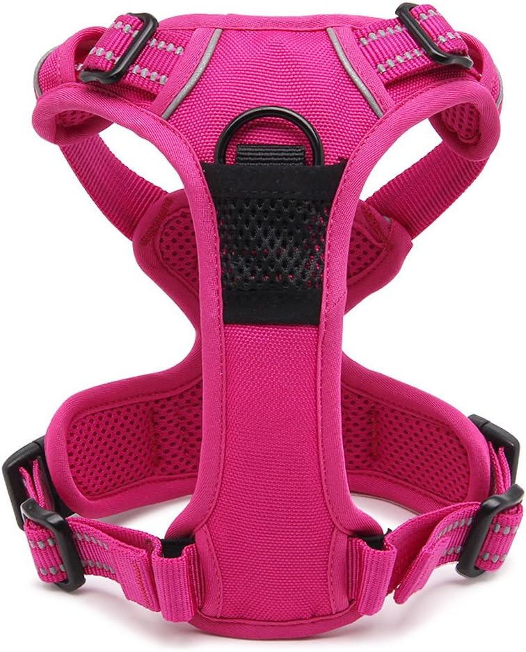SGODA Dog Harness No Pull Harness with Handle Reflective Dog Vest, Small, Fuchsia