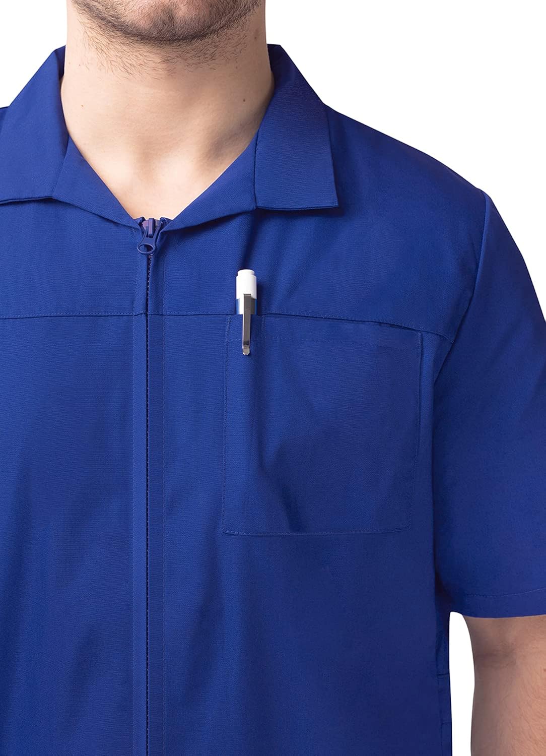Sivvan Scrubs for Men - Zippered Short Sleeve Jacket