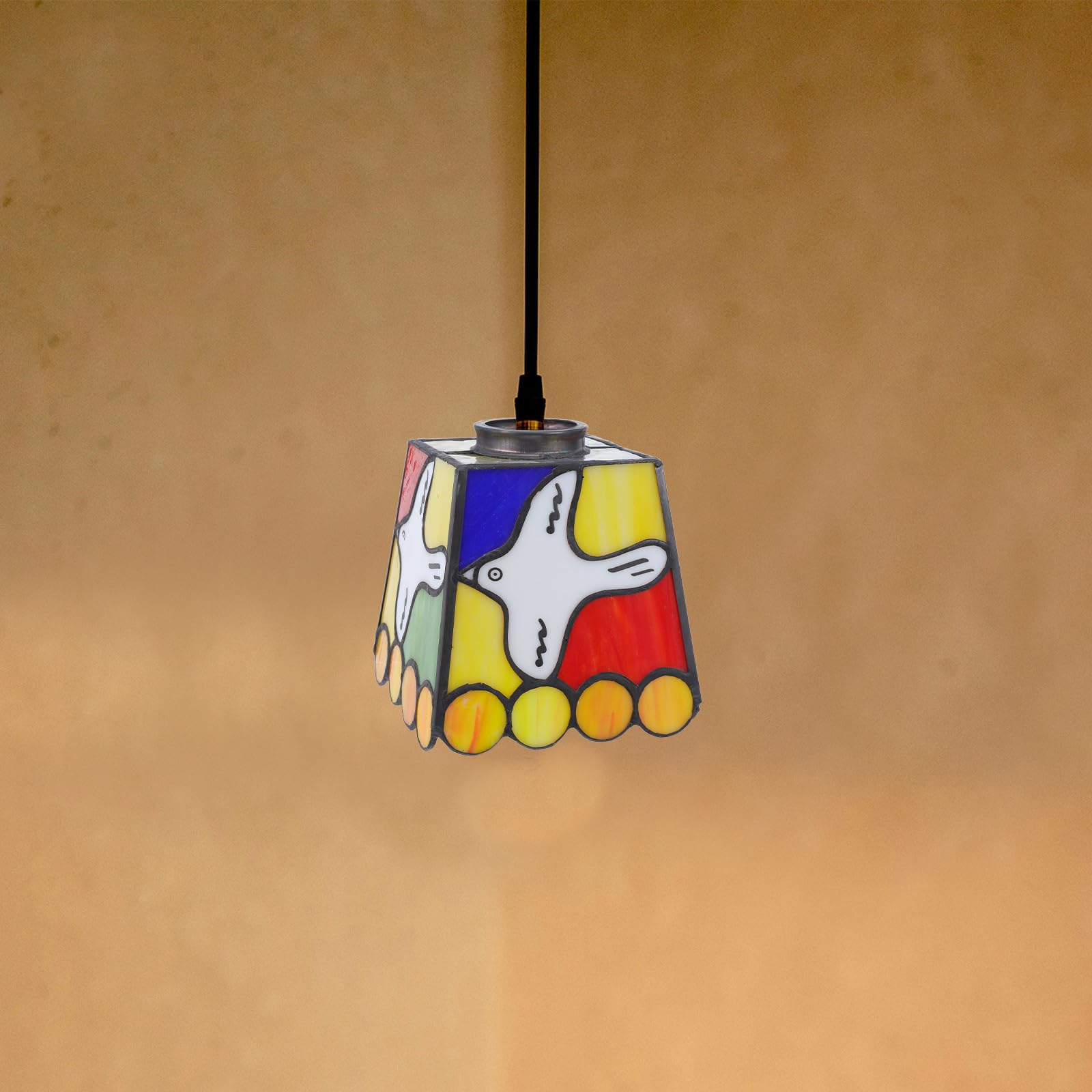 Gadpiparty Abat-jour Trou 42mm Vintage en Verre, de Remplacement, en Vitrail, Motif Colombe, Style Français Artistique, pour Salon et Couloir