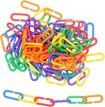 C-Clips, 100 Pack 38mm Plastic Hooks, Rainbow 6 Colours