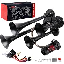 Train horn kit, suitable for trucks/cars/semi trailers. 4 speakers, ultra loud dB. The Air horn with compressor is suitable for pickup/motorhome/SUV/truck/train 12V 150db and other vehicles