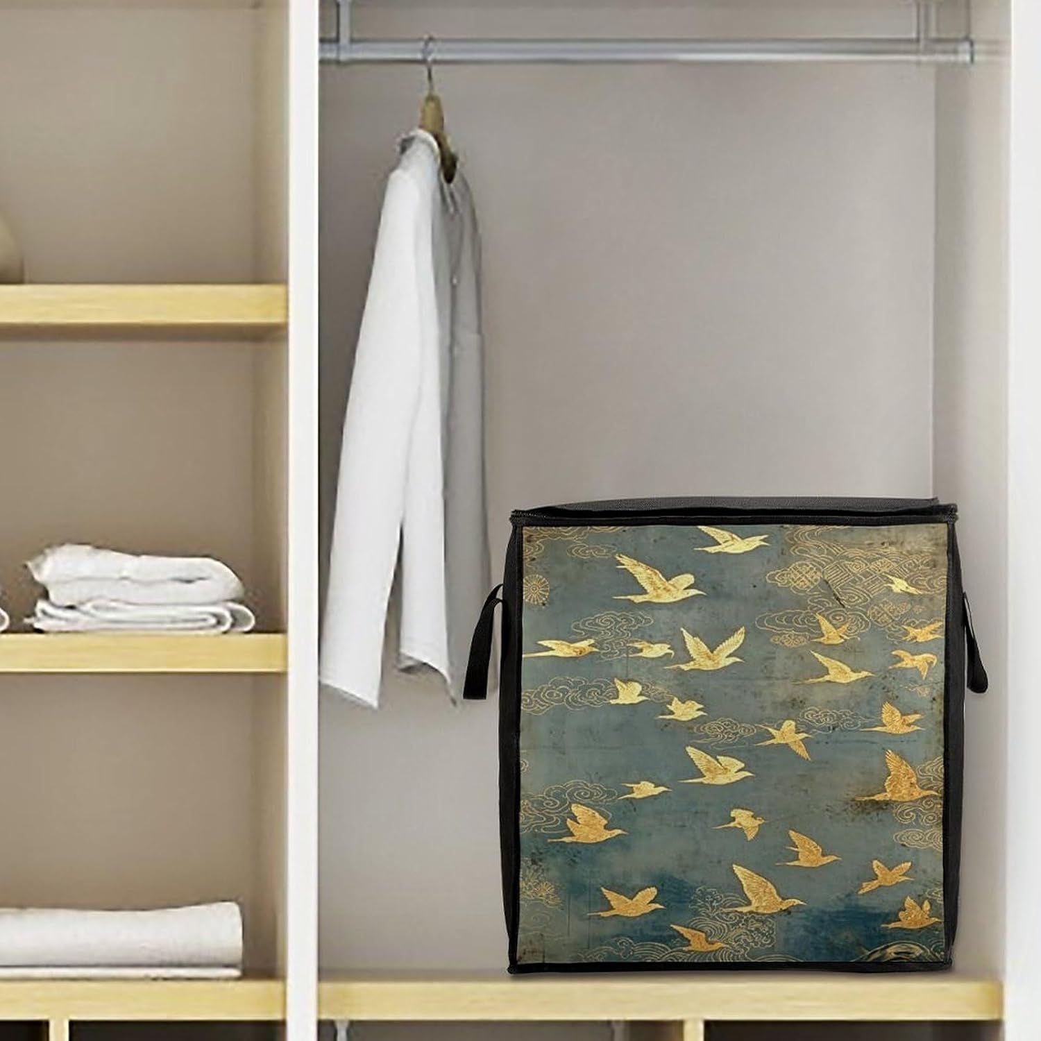 Flock of Birds Storage Bags Moving Bags Storage Bins | Comforter Storage Bag Reinforced Handles & Zippers Foldable Closet Organizers and Storage for Blanket Pillow Clothes
