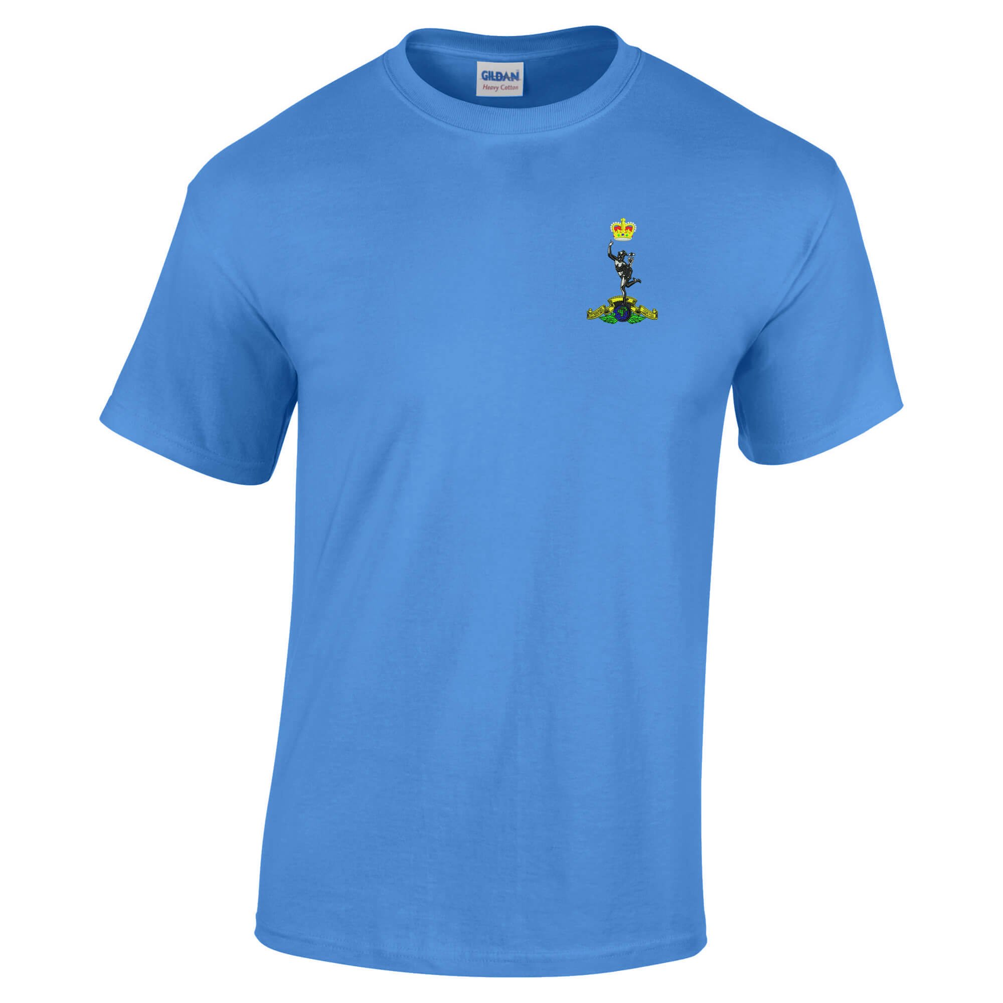 Pineapple Joe's Men's Royal Blue Royal Corps Of Signals Embroidered T-Shirt - Carolina Blue - Large