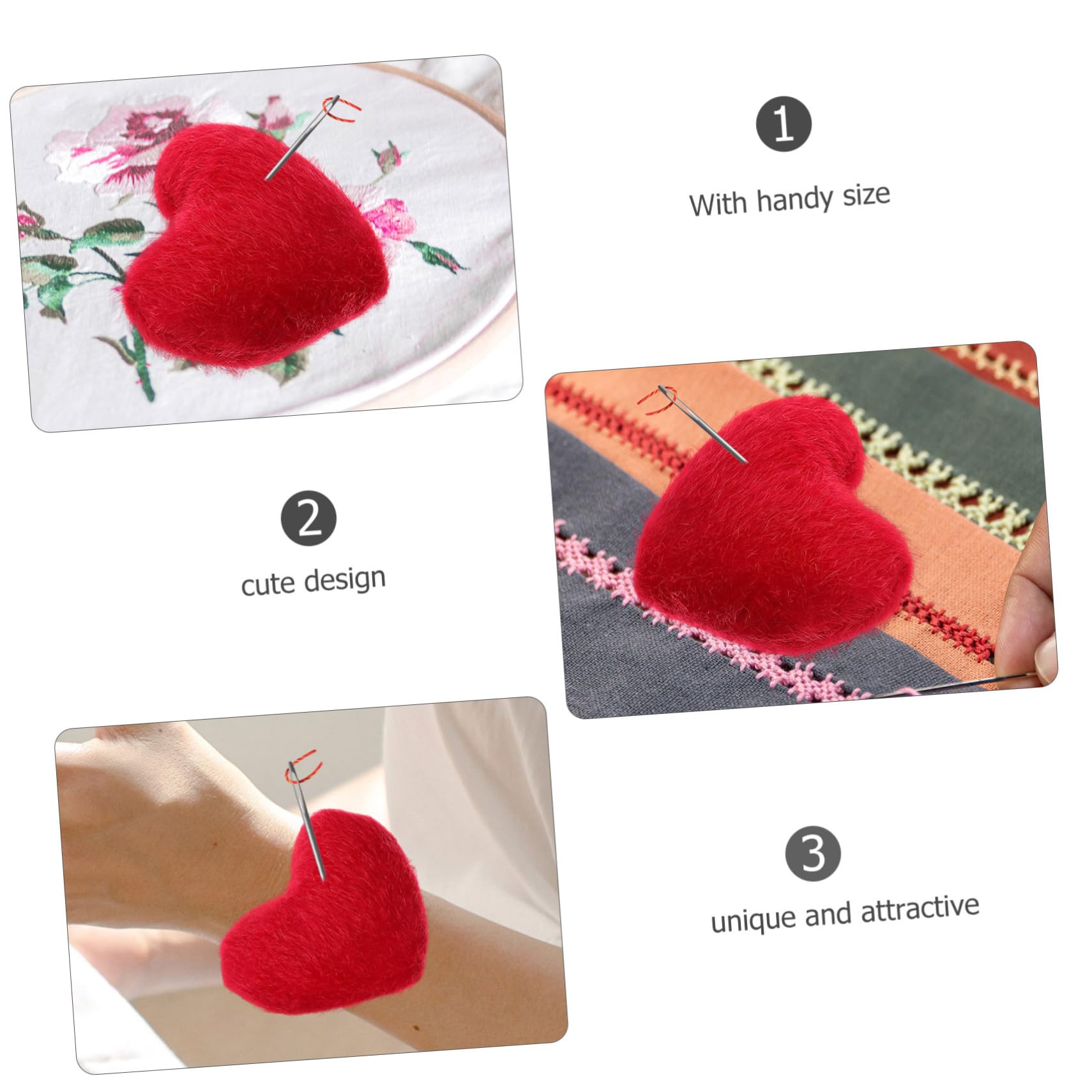 STOBOK 20piezas Alfiletero Reutilizable Forma De Corazón Para Coser Accesorio Práctico y Compacto Para Agujas y Alfileres Casa Para Costura y Manualidades