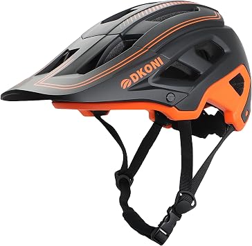 DKONI MTB Mountain Bike Helmet for Youth and Adults, Unisex, Lightweight, Adjustable Fit 54-61cm, Removable Visor and Liners, 17 Large Air Vents