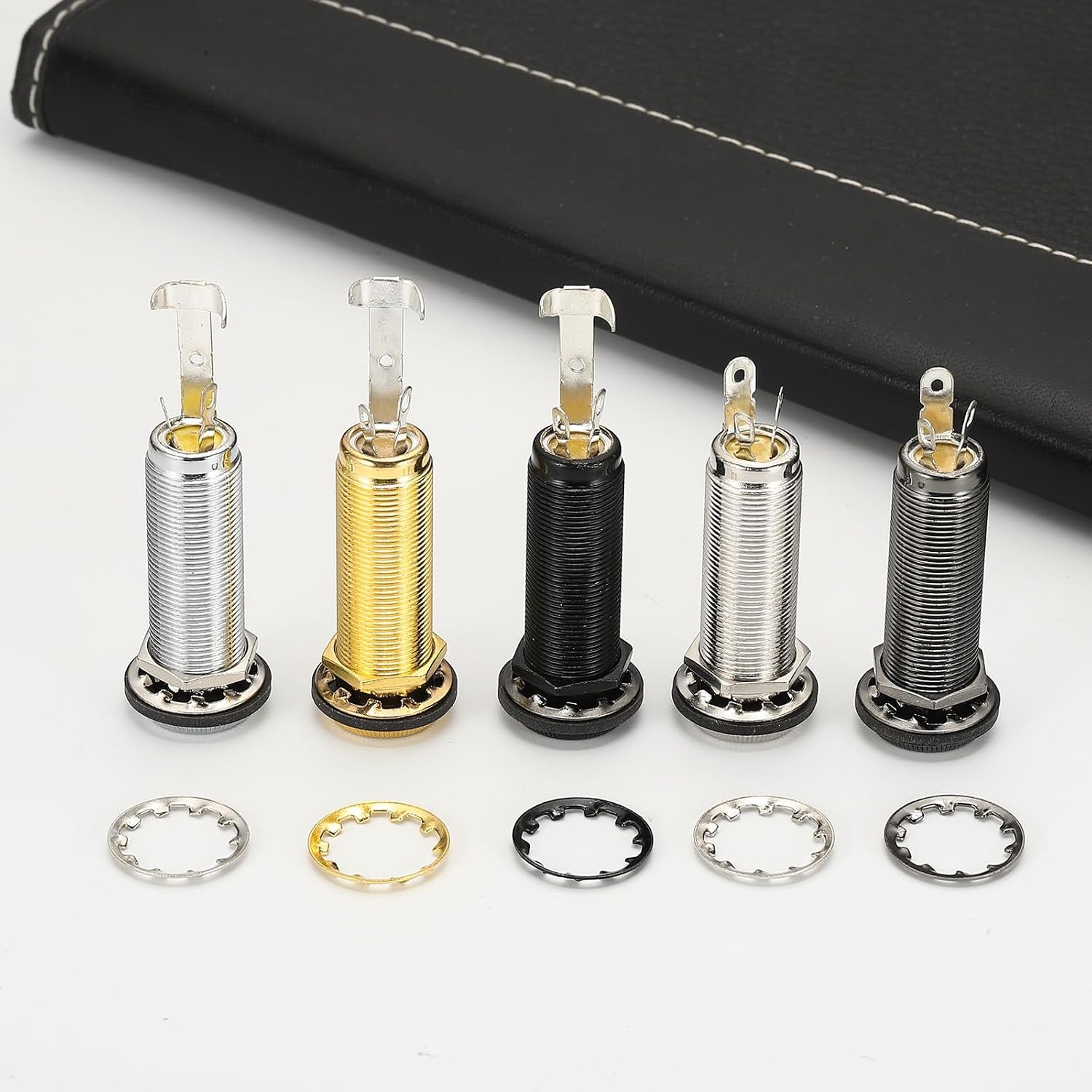 MECCANIXITY (6.35mm)1/4" Guitar Jack Cylinder Metal Threaded Stereo Input/Output Barrel Endpin Jack Socket for Electric Guitars Bass Instruments Accessories, Chrome Plated