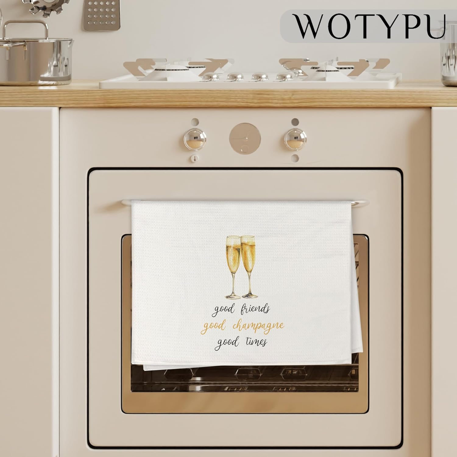 Champagne Friends Gifts Kitchen Bar Towels, Gifts for Champagne Lovers Dish Tea Towel, Alcohol Lover Gift Decorative Hand Towels for Kitchen Home Bar Cart Decor, 16x24 Inch - Image 3