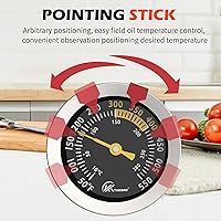 Vista 2 de KT THERMO Termómetro de aceite para freír dulces con sonda de vástago de acero inoxidable de 12 pulgadas y clip para olla, lectura instantánea