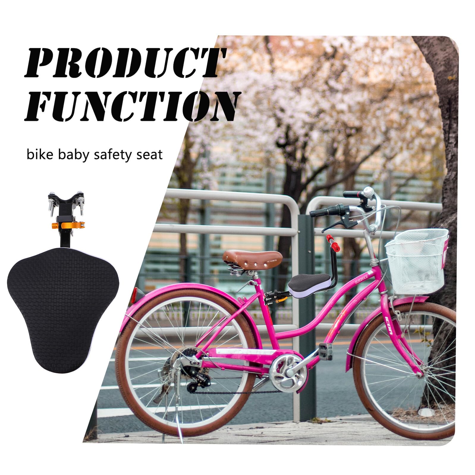 ULTECHNOVO Siège Carbone pour Garçon Vélo Pliable Filles Électrique et Élevée Acier Coussin Éponge, Capacité de Charge Sécurité Optimale en Bébé en Promenade