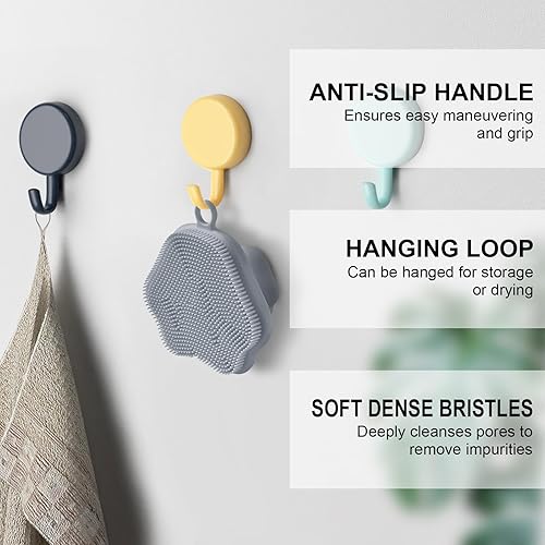 Miniatura 3 de Limpiador facial de silicona, cepillos de limpieza facial manuales, cepillo de limpieza facial ecológico para piel sensible, delicada y seca,