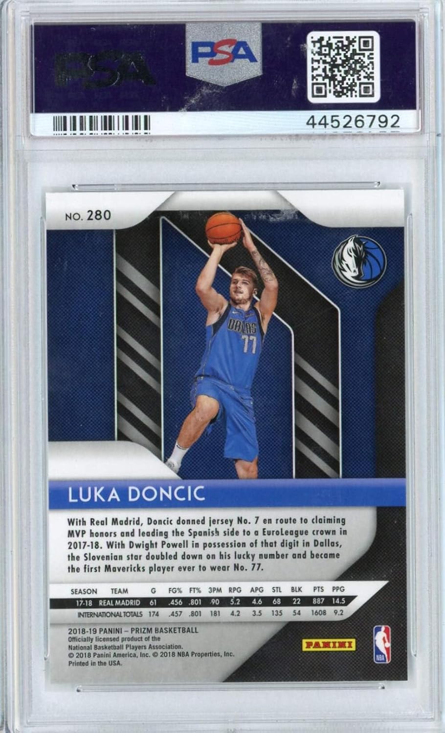 Graded 2018 Panini Prizm Luka Doncic #280 Rookie RC Basketball Card PSA 10 Gem Mint