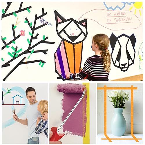 Miniatura 5 de DSUWAZU 6 cintas de pintura azul de alta calidad, cinta de dibujo, cinta adhesiva para manualidades y artes, cintas de pintura, ideal para arte,