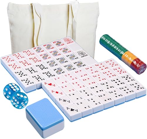 Poker Dominoes 56 - Juego de azulejos de póquer grandes, color azul