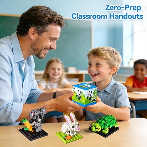 Miniatura 4 de FUN LITTLE TOYS Recuerdos de fiesta para niños, juegos de bloques de construcción de mini animales, bolsas de regalo para niños, premios de juguetes