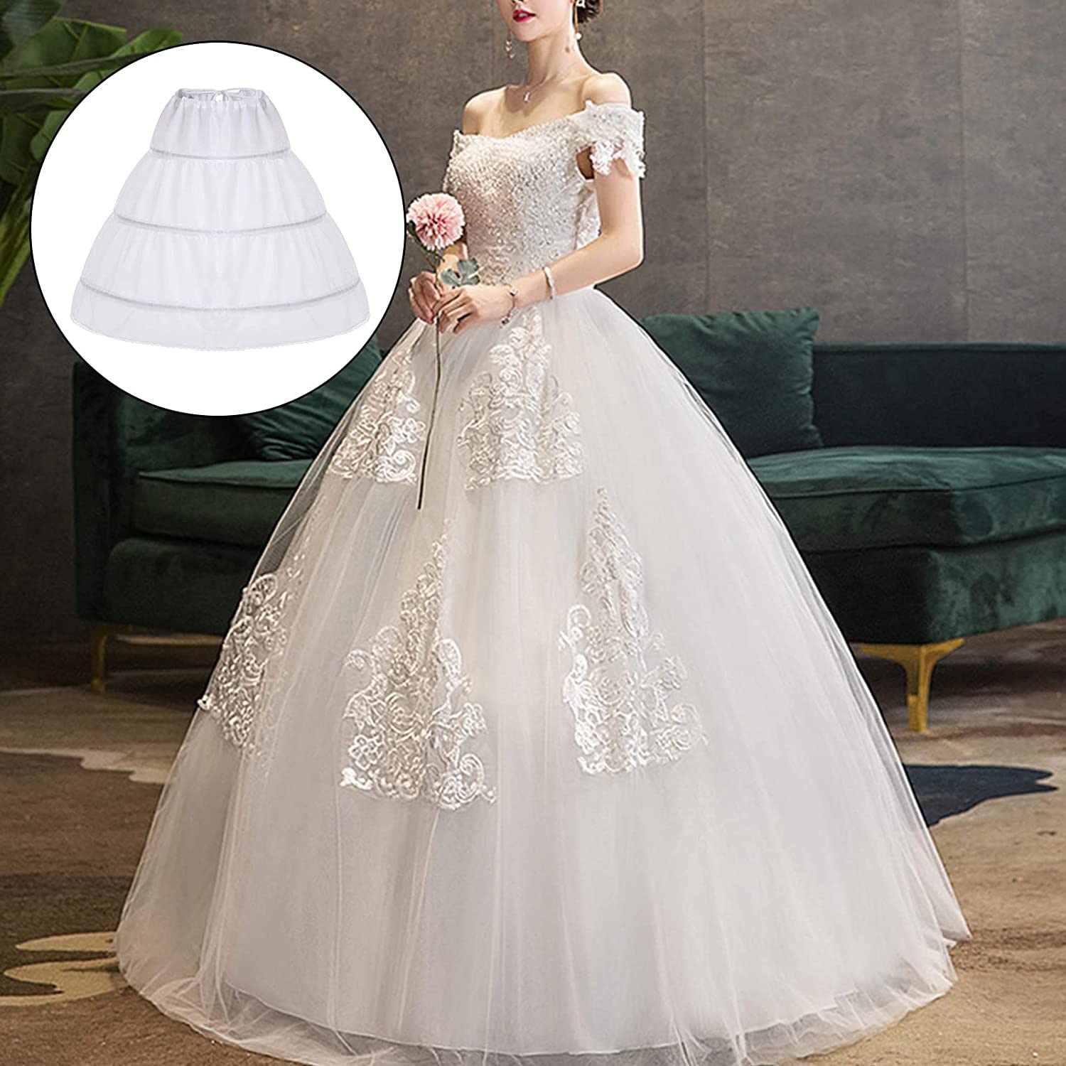 Ragazze Abito da Sposa in Crinolina Sottogonna Bianco Abito da Ballo in Crinolina Sottoveste per Principessa Matrimonio di Donne
