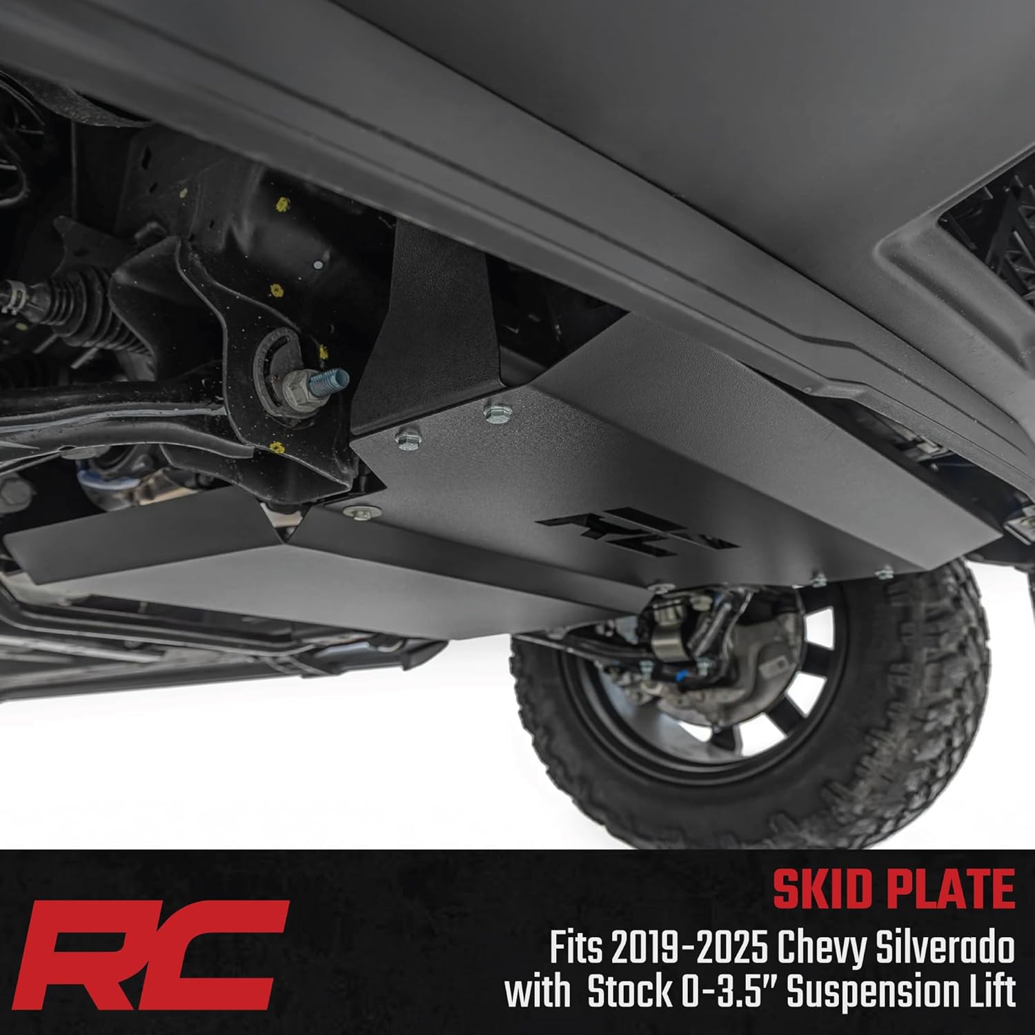 Rough Country Front Skid Plate Kit for Chevy Silverado 1500 4WD (2019-2026) - Fits Models with 0-3.5" Lift, Skid & Differential Plates, Easy Bolt-on Install