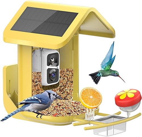 Miniatura 8 de OnlyFly Comedero para pájaros con cámara, alimentador inteligente para pájaros con cámara 1080P HD para observación de aves, reconocimiento de IA,